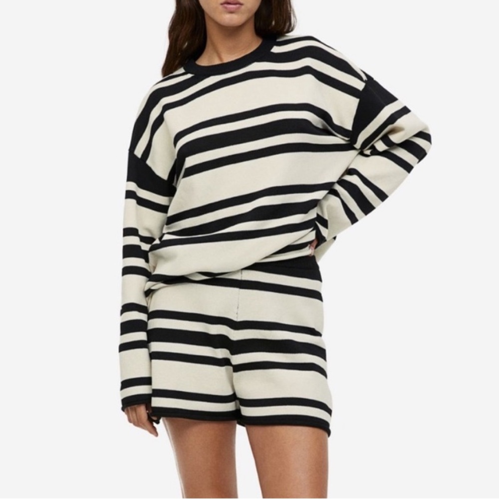 H&M Striped Knit Sweater and Shorts Set